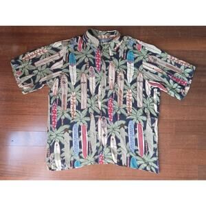 Reyn Spooner Surfboard Hawaiian Pocket Shirt Mens Sz M Button Down Spun Rayon